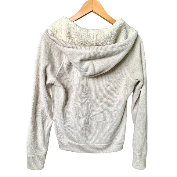 American Eagle Cream Zip Up Sherpa Hoodie Sz Sml - Picture 3 of 7